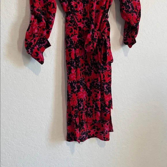 Diane Von Furstenberg Button Front Red Pink Black Shirt Dress - Picture 3 of 7